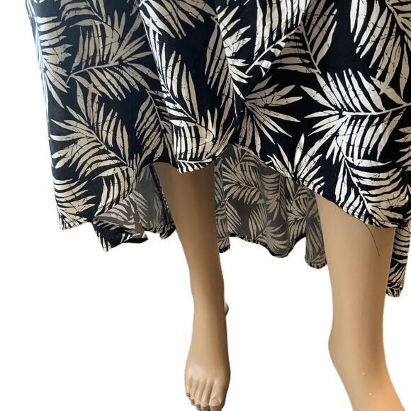 Cynthia Rowley Black White Tropical Palm Print Wrap Patterned Skirt Size Medium - Picture 4 of 13